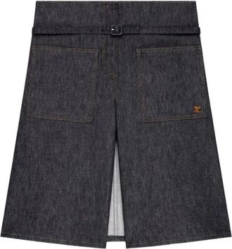 Courr&egrave;ges Denim Wijde Broek - Dames - Denim shorts - Blauw - M - Denim - Korte Broeken