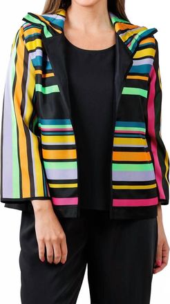 Caroline Rose Womens Naomi Ruched Collar Jacket In Multi Blk