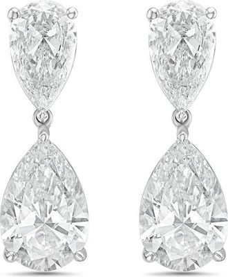 Diana M. Jewels 14KW WG 10.00 Ct TW of Lab grown pear shape diamond drop earrings