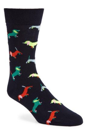 Happy Socks Puppy Love Crew Socks in Navy at Nordstrom, Size 41-46