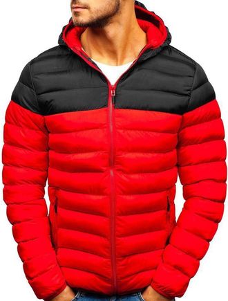 Generic Mens Puffer Jackets with Hood Lightweight Padded Quilted Down Jacket Winter Warm Zip Up Long Sleeve Outerwear Black