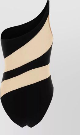 Norma Kamali one shoulder cut out color block bodysuit