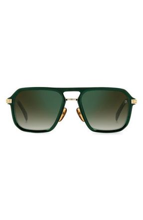 David Beckham 56mm Navigator Sunglasses in Green Marble Gold at Nordstrom