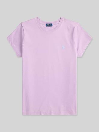 Polo Ralph Lauren T-Shirt mit Label-Stitching in Flieder, Gr&ouml;&szlig;e XL