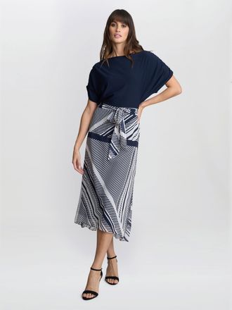 Gina Bacconi Womens Brooke Stripe Dress - Navy - Size 20 UK
