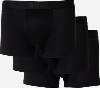 HUGO BOSS Mens BOSS Orange 3-Pack Mens Stretch-Cotton Trunks with Logo Waistbands - Black 002 - Size: 37/36/32