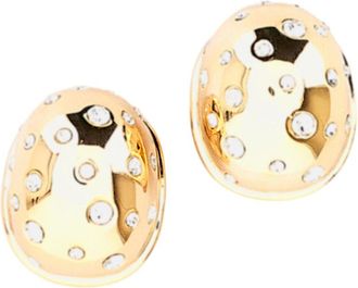 Self Portrait Gold Curved Crystal Brass Earrings