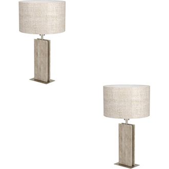 Loops 2 PACK Stylish Satin Nickel Table Lamp - Elegant Indoor Home D&eacute;cor