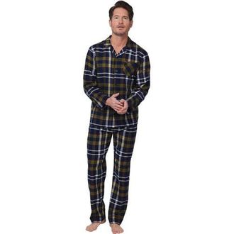 Pastunette for men flanellen pyjama donkerblauw/groen/wit