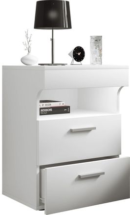 ebuy24 Ebuy24 - Mueble De Noche Vcm Mesita De Noche Con Dos Cajones Mesita De Noche Dimensiones Aprox. Al. 61 X An. 45 X P. 39 Cm - Slepal L (blanco)