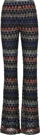 Missoni Flare viscose lam&eacute; broek met kantmotief - Dames - Straight fit broeken - Veelkleurig - XS - Rayon - Broeken