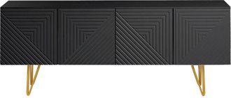 Miliboo Mueble Tv De Dise&ntilde;o En Negro Y Metal Dorado 140 Cm Ozen