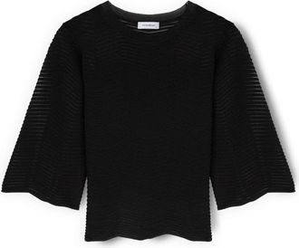 Motivi Trui van viscosemix met open ajour - Dames - Ronde hals truien - Zwart - S - Polyester - Truien & Vesten