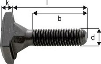 Forum Tornillo Rhombus Para Ranuras En Forma De T, Ancho : De Ranura : 28 Mm, &Oslash; De Rosca X Largo D X L M24 X 100 Mm, Ancho : A 27,7 Mm, Largo Rosca B : 70 M