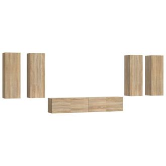 vidaXL Set De Muebles Para Tv 6 Pzas Madera Contrachapada Roble Sonoma Vidaxl