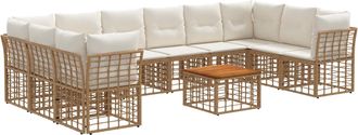 vidaXL Conjunto De Sof&aacute;s De Exterior 11 Uds. 10 Plaza Natural Y Crema Vidaxl