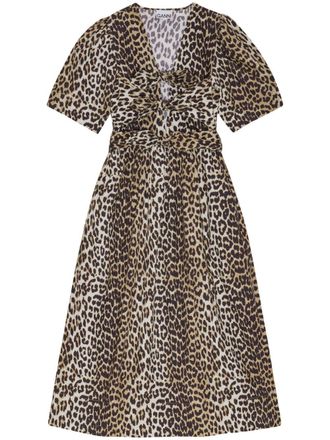 Ganni Womens Organic Cotton Midi Dress