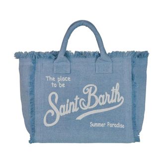 MC2 Saint Barth Tote Bags, female, Blue, Size: ONE SIZE Linen Collette Bag