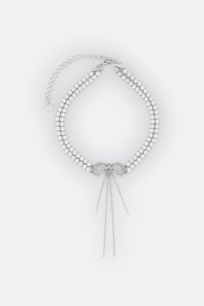 Self Portrait Choker Doppio Con Fiocco E Cristalli