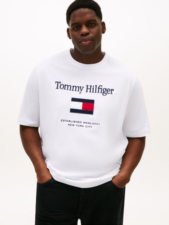 Tommy Hilfiger Big & Tall T-Shirt BT-TOMMY EMBRO FLAG, Herren, Gr. 4XL, wei&szlig;, Single Jersey, Obermaterial: 100% Baumwolle, TOMMY HILFIGER BIG & TALL, Rundhals, Shirts T-Shirt, 