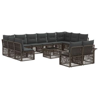 vidaXL Conjunto De Sof&aacute;s De Jard&iacute;n 13 Pcs Gris Rat&aacute;n Sint&eacute;tico Vidaxl