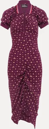 Vivienne Westwood Pulling Dress Printed Piquet Ikat-burgundy XL Women