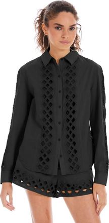 Allison Eyelet Nina Long Sleeve Shirt In Black