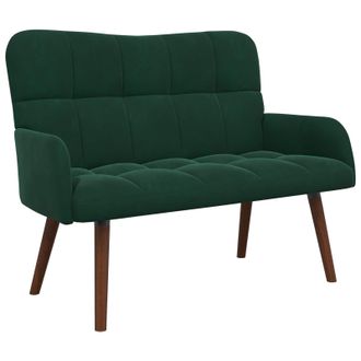 vidaXL Sof&aacute; De 2 Plazas Verde Oscuro 115 X 61 X 87 Cm Terciopelo Vidaxl