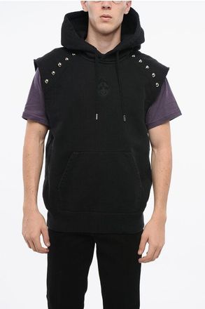 Alexander McQueen Brushed Cotton Sleeveless Hoodie with Studs size M