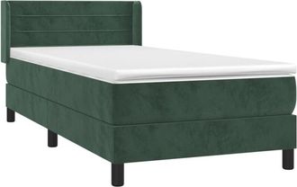 vidaXL Cama Box Spring Con Colch&oacute;n Terciopelo Verde Oscuro 100x200 Cm Vidaxl