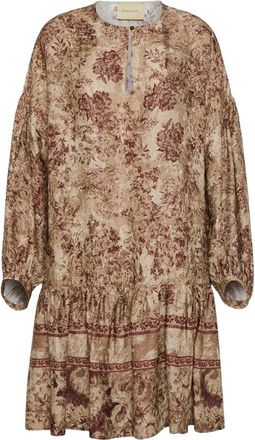 Momoni Kleedjes, Dames, Veelkleurig, 2Xs, Abito corto fantasia con balza sul fondo in viscosa jacquard