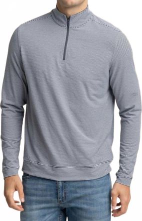 Southern Tide Cruiser Micro-Stripe Quarter-Zip Top In Heather Black