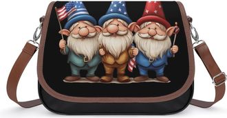 Generic U.S Flag Gnomes Crossbody Bags for Women Shoulder Messenger Bag Purse Handbags