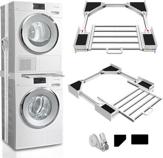 OEM 1. Bastidor De Conexi&oacute;n, Acero Laminado En Fr&iacute;o, Toallero Extensible, Ancho 53-68 Cm, Para Lavadora Y Secadora