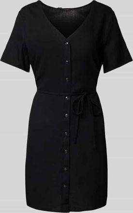 Vero Moda Loose Fit Minikleid aus Viskose-Leinen-Mix Modell MYMILO in Black, Größe M
