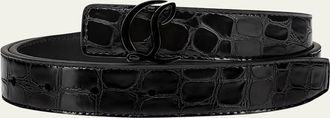 Christian Louboutin CL Logo Belt 25MM in Alligator Embossed Leather