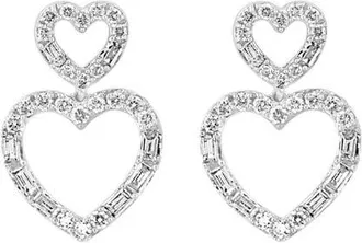 Effy 14K White Gold Diamond Open Heart Drop Earrings in 14K Gold at Nordstrom