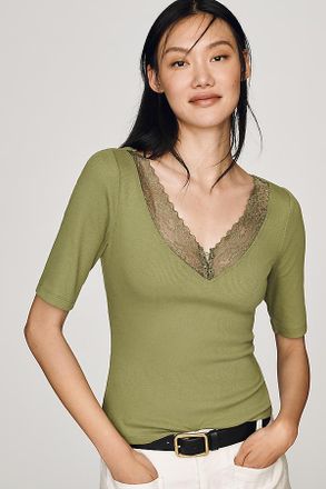 Maeve V-Neck Henley T-Shirt Top