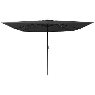 Berkfield Home Square Patio Umbrella with LED Lights 295x245 cm Dark Gray in Dark Grey