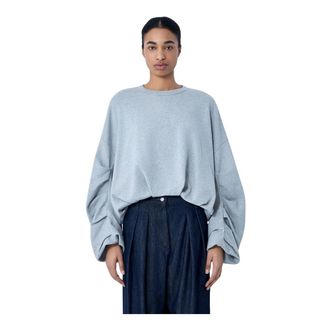 Dries Van Noten Sweatshirts, female, Gray, Size: L Oversized Crewneck Sweater