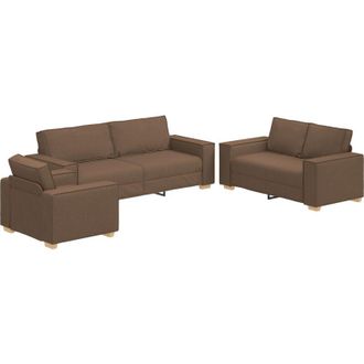 vidaXL Vidaxl - Juego De Sof&aacute; Con Coj&iacute;n 3 Pcs Marr&oacute;n 220 X 78 X 84 Cm Tela