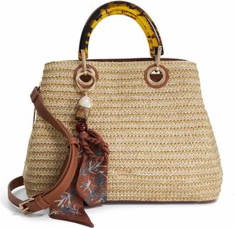 Dune London Womens Accessories Demmi - Raffia Scarf Accent Grab Bag - Natural - One Size
