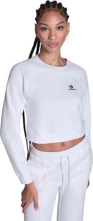 Converse Star Chevron Cropped Crewneck in White 10A at Nordstrom, Size X-Small