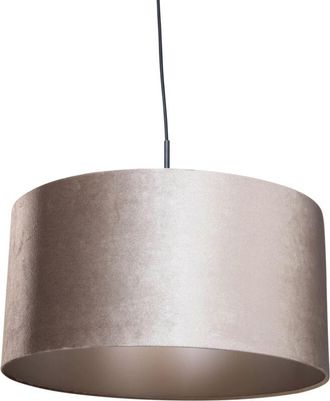 QAZQA Lampada a sospensione con paralume combi 1 shade - Classico - Acciaio,Velluto,Tessuto - Nero/Taupe - Oblungo/Tondo Max. 1 x Watt - Qazqa