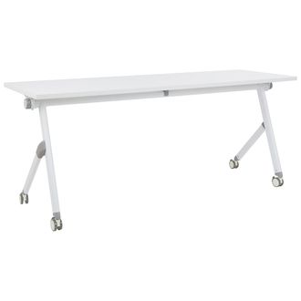 Beliani Beliani - Escritorio Rectangular Moderno Plegable Con Ruedas Mesa M&oacute;vil Port&aacute;til Estructura Met&aacute;lica 180 X 60 Cm Blanco Bendi