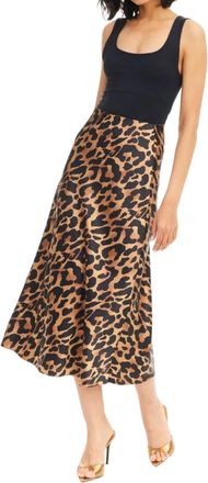Allison Satin Reese Midi Skirt In Leopard