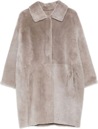 Manzoni24 Cappotto con collo in shearling - Marrone