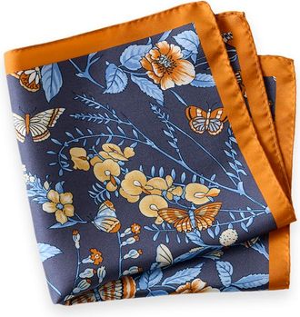 Paul Fredrick Floral Silk Pocket Square