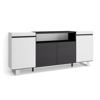 Skraut Home Aparador efecto madera blanco y negro 200x35x87cm con patas