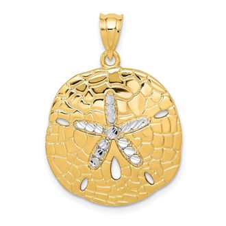 Diamond2Deal 14k Yellow Gold with White Rhodium Polished Diamond-Cut S Dollar Pendant